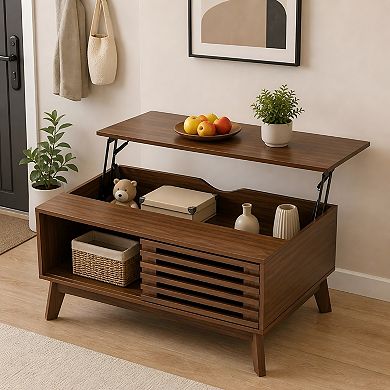 Lufeiya 35.4" Lift Top Coffee Table with Hidden Storage, Hydraulic Lift