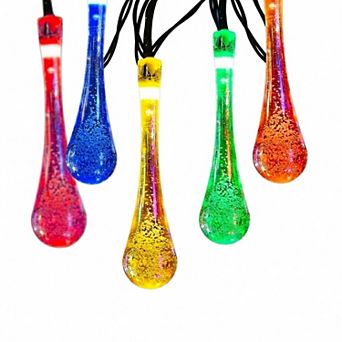 2 Pack Solar String Lights Outdoor Waterproof, 60 LED Teardrop Water Drop Lights