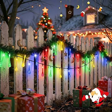 2 Pack Solar String Lights Outdoor Waterproof, 60 LED Teardrop Water Drop Lights