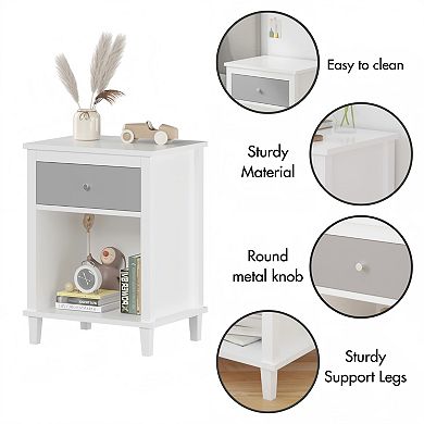 Heybly 26.77" Nightstand with One Drawer and One Shelf, Sturdy MDF Construction