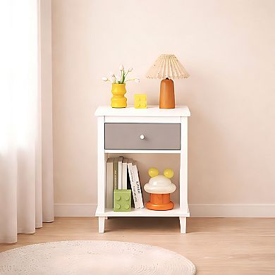 Heybly 26.77" Nightstand with One Drawer and One Shelf, Sturdy MDF Construction