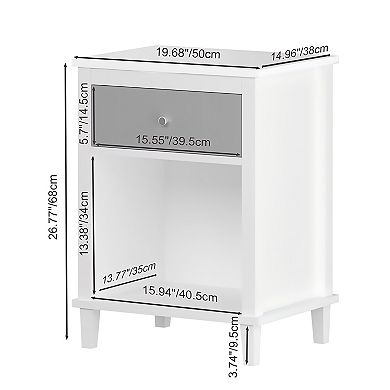 Heybly 26.77" Nightstand with One Drawer and One Shelf, Sturdy MDF Construction
