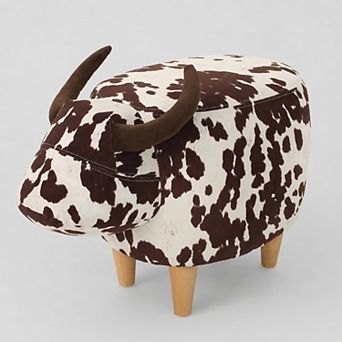 Heybly Animal Ottoman Footstool, Velvet Accent Stool with Birch Wood Legs for Living Room