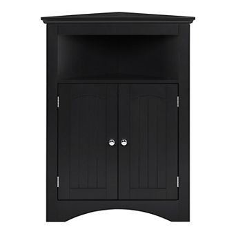 Heybly Freestanding Bathroom Floor Corner Cabinet with Doors and Adjustable Shelves
