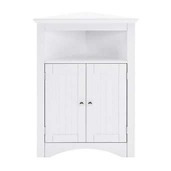 Heybly Freestanding Bathroom Floor Corner Cabinet with Doors and Adjustable Shelves