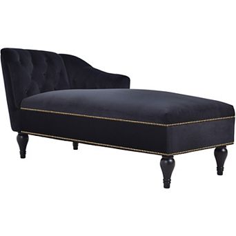 Lufeiya Velvet Chaise Lounge with Nailhead Trim & Solid Wood Legs, Recliner for Living Room