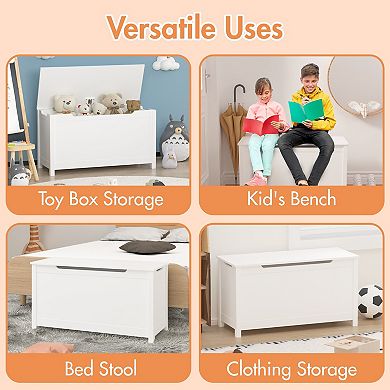 Heybly Kids Toy Box Storage with Safety Hinged Lid, Spacious Chest, Storage Cabinet for Ages 2+