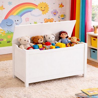Heybly Kids Toy Box Storage with Safety Hinged Lid, Spacious Chest, Storage Cabinet for Ages 2+