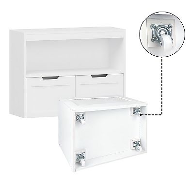 Heybly Kids Toy Storage Organizer Cabinet with 2 Drawers and Open Shelves, Book Organizer