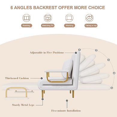 Heybly 3-in-1 Convertible Folding Sofa Bed with 5-Position Adjustable Backrest & Pillow