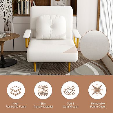 Heybly 3-in-1 Convertible Folding Sofa Bed with 5-Position Adjustable Backrest & Pillow
