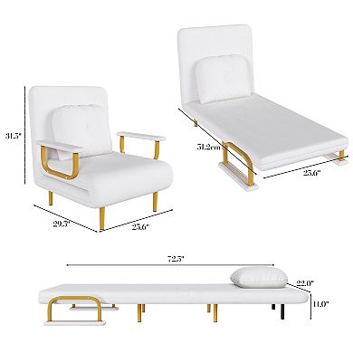 Heybly 3-in-1 Convertible Folding Sofa Bed with 5-Position Adjustable Backrest & Pillow
