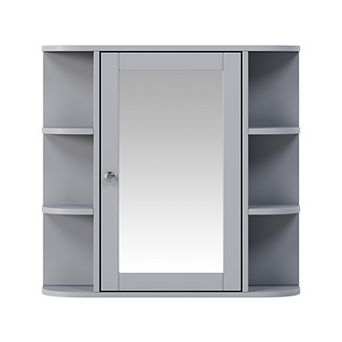 Heybly Bathroom Wall Mounted Mirror Cabinet with Storage Shelves, MDF Medicine Cabinet