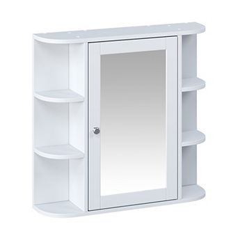 Heybly Bathroom Wall Mounted Mirror Cabinet with Storage Shelves, MDF Medicine Cabinet