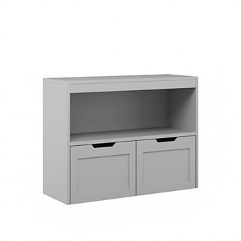 Heybly Kids Toy Storage Organizer Cabinet with 2 Drawers and Open Shelves, Book Organizer