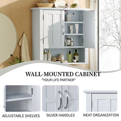 Heybly Wall Mounted Bathroom Storage Cabinet with Adjustable Shelves and Open Shelf, MDF