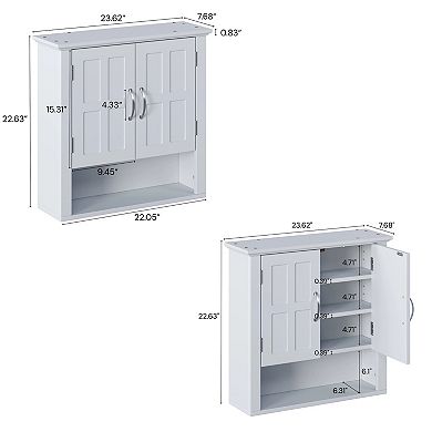 Heybly Wall Mounted Bathroom Storage Cabinet with Adjustable Shelves and Open Shelf, MDF