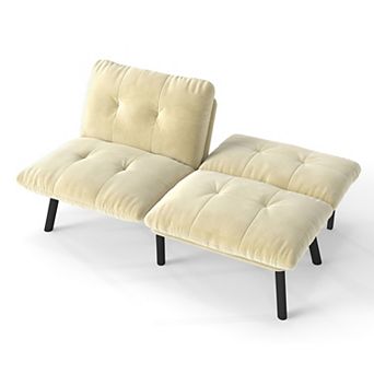 Heybly Convertible Folding Sofa Bed, Velvet Upholstered 2-Seater with Adjustable Backrest