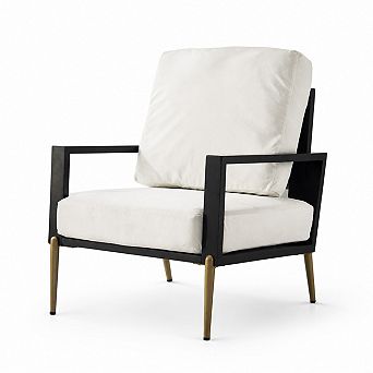 Heybly Upholstered Velvet Accent Chair with Solid Rubberwood Frame and Metal Legs