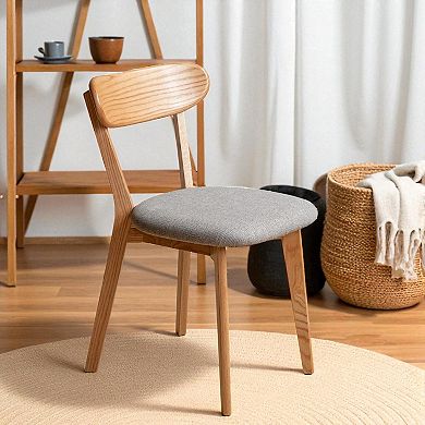 Heybly Set of 2 Dining Chairs, 100% Solid Oak Wood, Upholstered, Comfortable Design