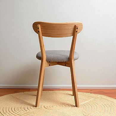 Heybly Set of 2 Dining Chairs, 100% Solid Oak Wood, Upholstered, Comfortable Design
