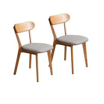 Heybly Set of 2 Dining Chairs, 100% Solid Oak Wood, Upholstered, Comfortable Design