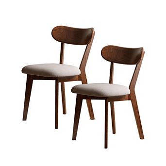 Heybly Set of 2 Dining Chairs, 100% Solid Oak Wood, Upholstered, Comfortable Design