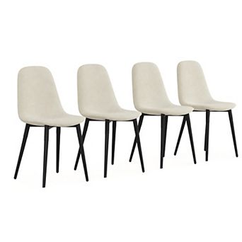 Lufeiya Set of 4 Linen Dining Chairs with Metal Legs, Curved Back, and Anti-Scratch Pads