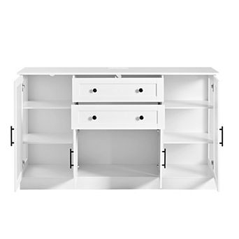 Lufeiya 58.3" Buffet Sideboard with 4 Doors & 2 Drawers, Power Outlet, Acrylic Panels