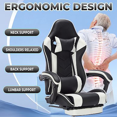 Lufeiya Ergonomic Gaming Chair with Footrest, Massage Lumbar Support, High-Back Computer Chair