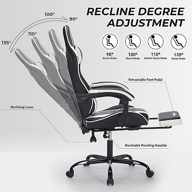 Lufeiya Ergonomic Gaming Chair with Footrest, Massage Lumbar Support, High-Back Computer Chair