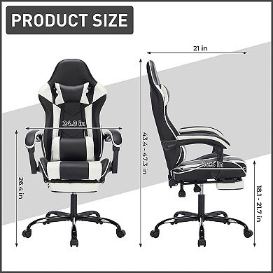 Lufeiya Ergonomic Gaming Chair with Footrest, Massage Lumbar Support, High-Back Computer Chair