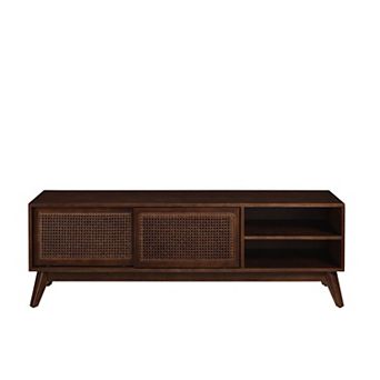 Lufeiya 59 Inch Rattan TV Stand with Sliding Doors, Media Console for TVs Up to 65 Inch