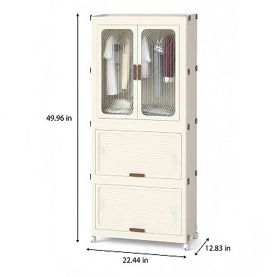Lufeiya Portable Wardrobe Closet Organizer with Hanging Rod & 4 Storage Cubesand 10 pcs hangers