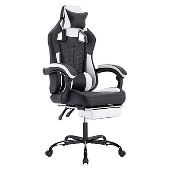 Heybly High Back Gaming Chair with Massage, Ergonomic PU Leather Office Chair with Headrest