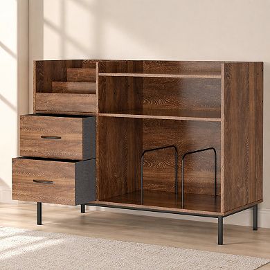 Lufeiya Record Player Stand with Storage for 500+ Albums, Audio Console with Shelves & Drawers
