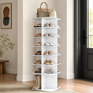 Lufeiya 7 Tier Rotating Shoe Rack Tower, 360 Degree Spinning Freestanding Shoe Organizer