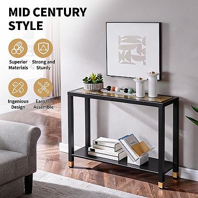 Heybly Glass Entryway Console Table with 2-Tier Storage, Narrow Sofa Table for Entryway, Hallway