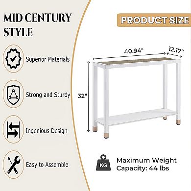 Heybly Glass Entryway Console Table with 2-Tier Storage, Narrow Sofa Table for Entryway, Hallway