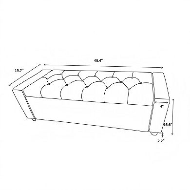 Lufeiya 48 Inch Storage Ottoman Bench with Arms, Faux Linen Upholstered Entryway Bench
