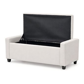 Lufeiya 48 Inch Storage Ottoman Bench with Arms, Faux Linen Upholstered Entryway Bench