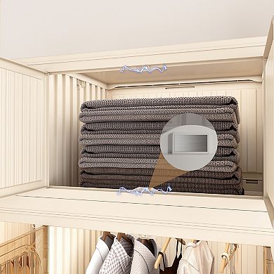 Lufeiya 12-Cube Portable Wardrobe Closet Organizer with Magnetic Doors, Hanging Rod