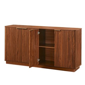 Lufeiya 63 Inch Sideboard Buffet Cabinet, Curved Wave Storage Cabinet with 4 Doors