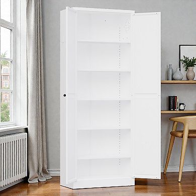 Lufeiya Tall Freestanding Storage Kitchen Pantry Cabinet, 5 Adjustable Shelves