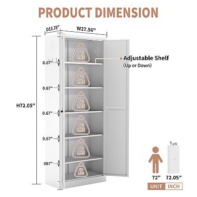 Lufeiya Tall Freestanding Storage Kitchen Pantry Cabinet, 5 Adjustable Shelves