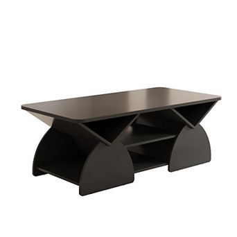 Heybly Coffee Table with Open Storage Shelves, Rounded Corners and Sturdy Frame