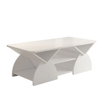 Heybly Coffee Table with Open Storage Shelves, Rounded Corners and Sturdy Frame