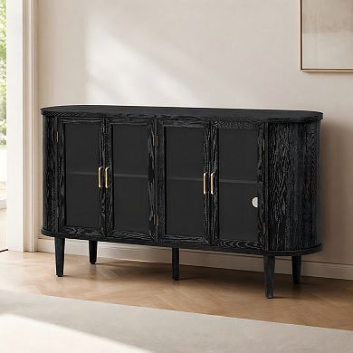 Lufeiya Buffet Sideboard Cabinet, 60" Wood Storage Cabinet with Adjustable Shelves and Cable Holes