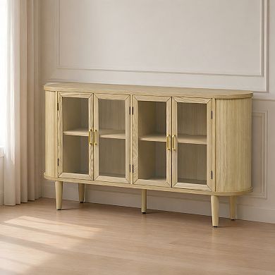 Lufeiya Buffet Sideboard Cabinet, 60" Wood Storage Cabinet with Adjustable Shelves and Cable Holes