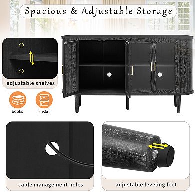 Lufeiya Buffet Sideboard Cabinet, 60" Wood Storage Cabinet with Adjustable Shelves and Cable Holes